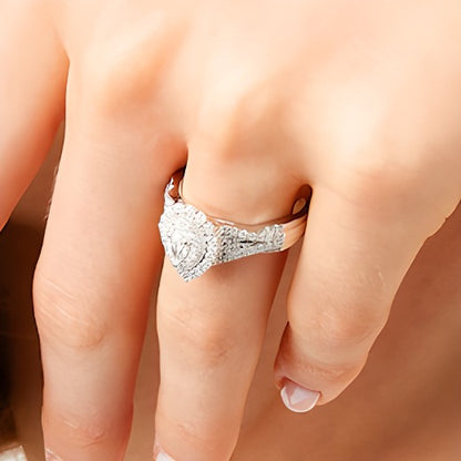 0.63 CT. TW Pear-Shaped Diamond Layered Twist Shank Engagement Ring in 10K White Gold