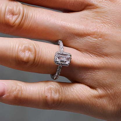 1.5 CT. TW Emerald-Cut Lab-Grown Diamond Frame Ring in 14K White Gold (F/SI2)
