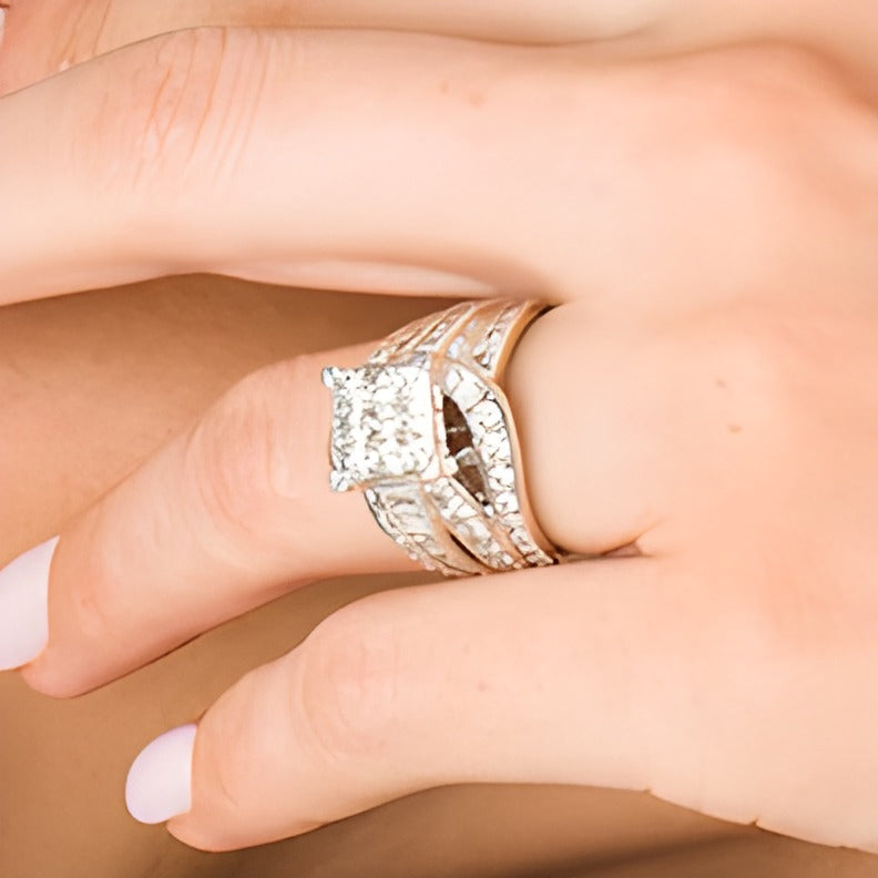 3.0 CT. TW Princess-Cut Multi-Diamond Multi-Row Bypass Split Shank Engagement Ring in 14K White Gold