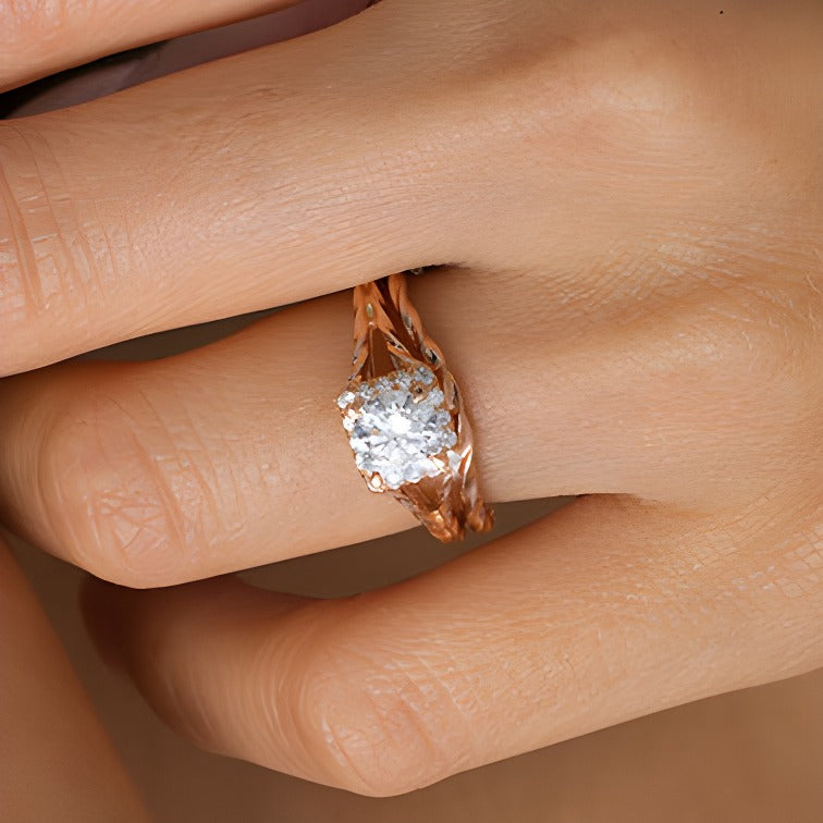 1.17 CT. TW Diamond Square Frame Twist Rope Bridal Set in 14K Rose Gold
