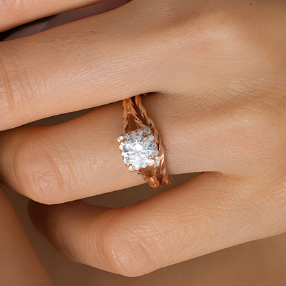 1.17 CT. TW Diamond Square Frame Twist Rope Bridal Set in 14K Rose Gold