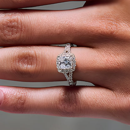 1.5 CT. TW Princess-Cut Lab-Grown Diamond Frame Engagement Ring in 14K Gold (F/VS2)