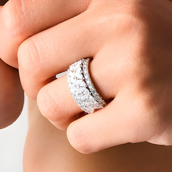 3.0 CT. TW Marquise and Round Lab-Grown Diamond Multi-Row Anniversary Band in 14K White Gold (F/VS2)