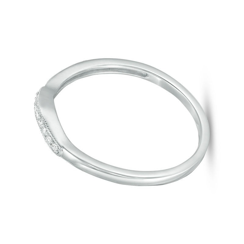 Diamond Accent Vintage-Style Contour Anniversary Band in 10K White Gold