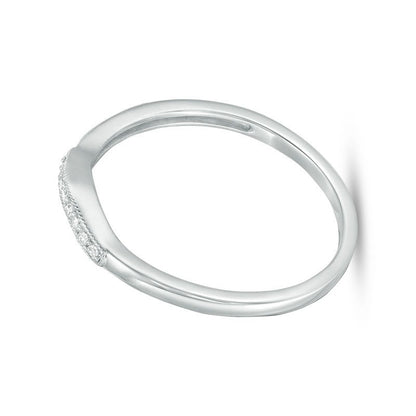 Diamond Accent Vintage-Style Contour Anniversary Band in 10K White Gold