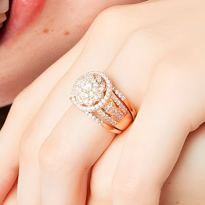 1.5 CT. TW Diamond Frame Celtic-Style Flower Bridal Set in 10K Rose Gold