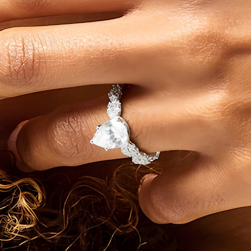 2.0 CT. TW Pear-Shaped Lab-Grown Diamond Twist Shank Engagement Ring in 14K White Gold (F/VS2)