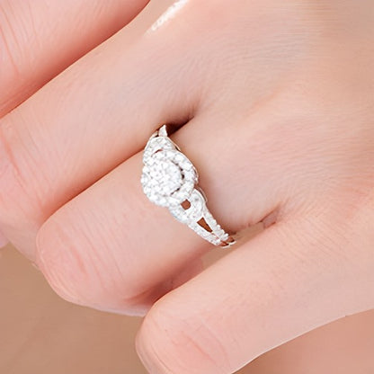 0.5 CT. TW Diamond Double Frame Split-Shank Engagement Ring in 10K White Gold