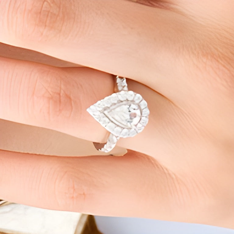 1.5 CT. TW Pear-Shaped Diamond Frame Vintage-Style Engagement Ring in 14K Two-Tone Gold