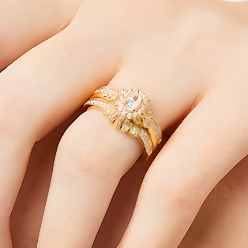 0.33 CT. TW Baguette and Round Diamond Vintage-Style Solitaire Ring Enhancer in 14K Gold