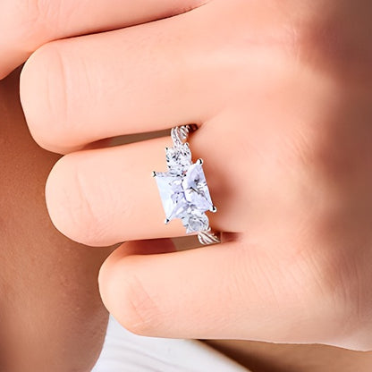 4.0 CT. TW Princess-Cut Lab-Grown Diamond Three-Stone Engagement Ring in Platinum (F/SI2)