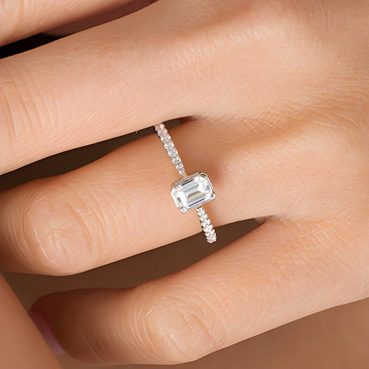 0.75 CT. TW Emerald-Cut Diamond Frame Engagement Ring in 14K White Gold