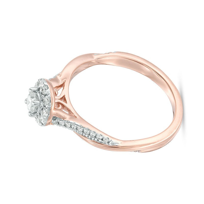 0.38 CT. TW Diamond Frame Twist Engagement Ring in 10K Rose Gold