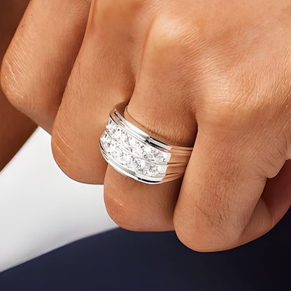 2.0 CT. TW Diamond Double Row Alternating Anniversary Band in 10K White Gold