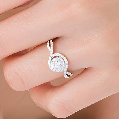 0.5 CT. TW Diamond Frame Swirl Bypass Engagement Ring in 10K White Gold