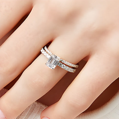 1.75 CT. TW Emerald Lab-Grown Diamond Bridal Set in 14K White Gold (F/SI2)