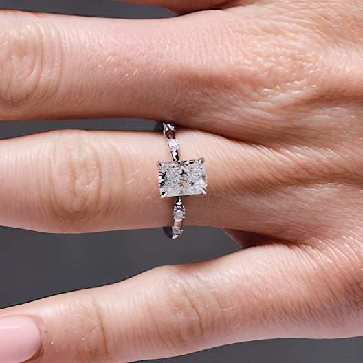 1.75 CT. TW Radiant-Cut Lab-Grown Diamond Hidden Frame Engagement Ring in 14K White Gold (F/VS2)