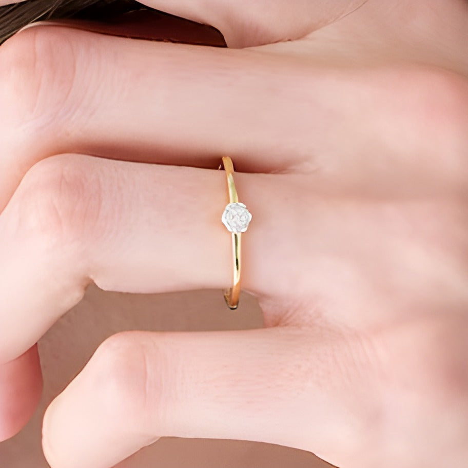 0.07 CT. TW Composite Diamond Small Flower Promise Ring in 10K Gold
