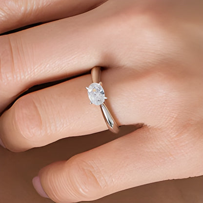 0.88 CT. TW Oval Diamond Solitaire Engagement Ring in 14K White Gold