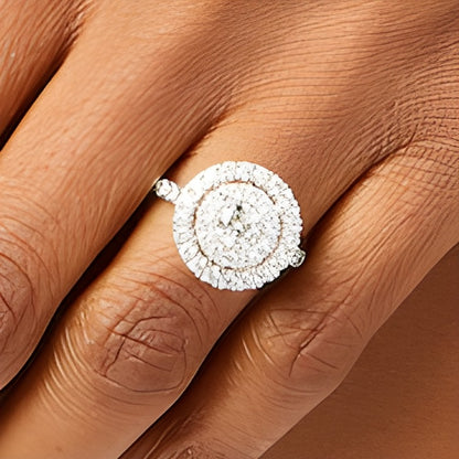 1.5 CT. TW Diamond Double Frame Engagement Ring in 14K White Gold (I/I1)