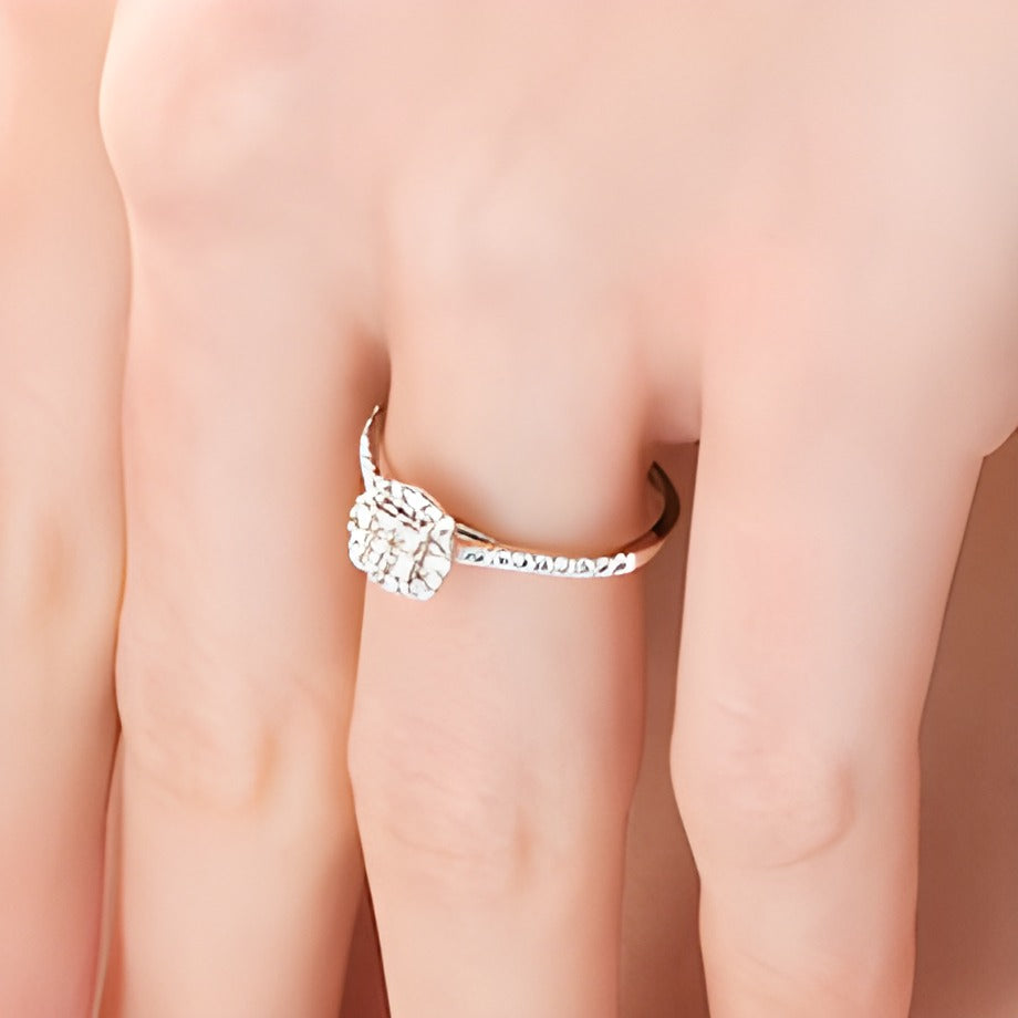 0.38 CT. TW Princess-Cut Quad Diamond Frame Engagement Ring in 10K White Gold