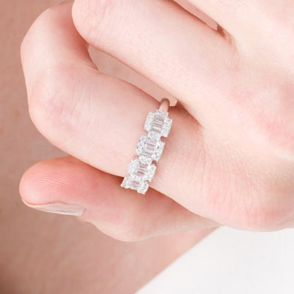 0.75 CT. TW Baguette and Round Diamond Composite Five Stone Ring in 10K White Gold