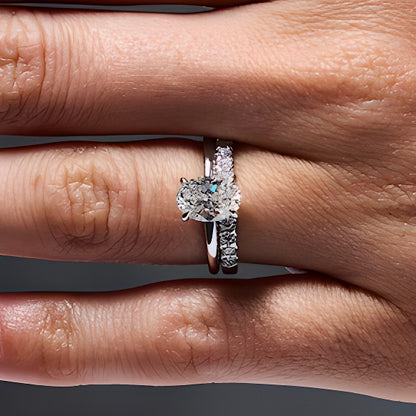 2.0 CT. TW Oval Lab-Grown Diamond Bridal Set in 14K White Gold (F/VS2)