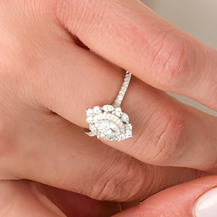 0.75 CT. TW Marquise Diamond Double Frame Engagement Ring in 14K White Gold (I/I1)