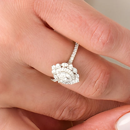 0.75 CT. TW Marquise Diamond Double Frame Engagement Ring in 14K White Gold (I/I1)