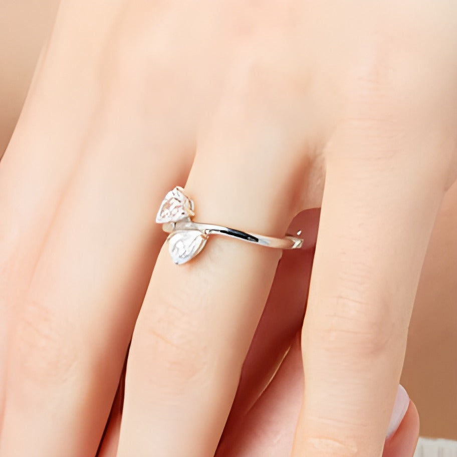 1.0 CT. TW Pear-Shaped Diamond Sideways Toi et Moi Engagement Ring in 14K White Gold
