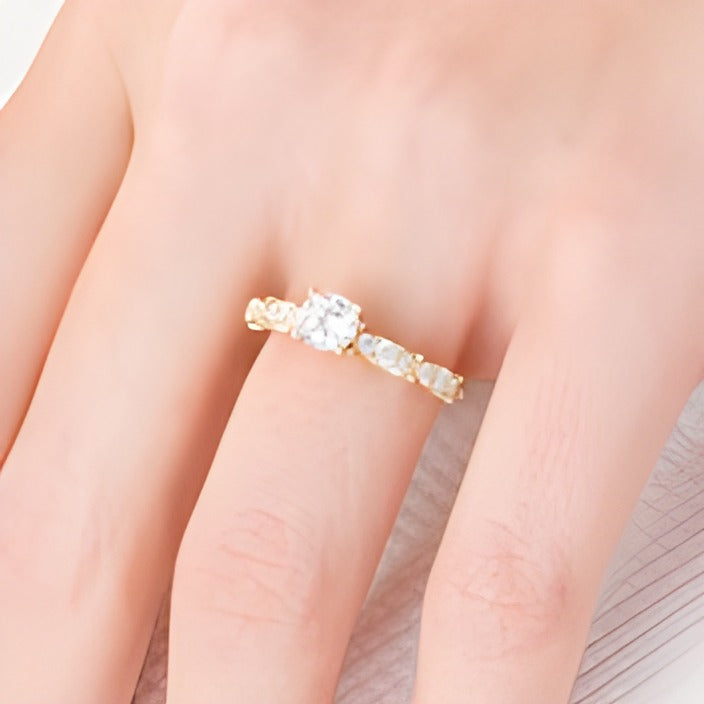 1.0 CT. TW Diamond Scalloped Shank Engagement Ring in 14K Gold