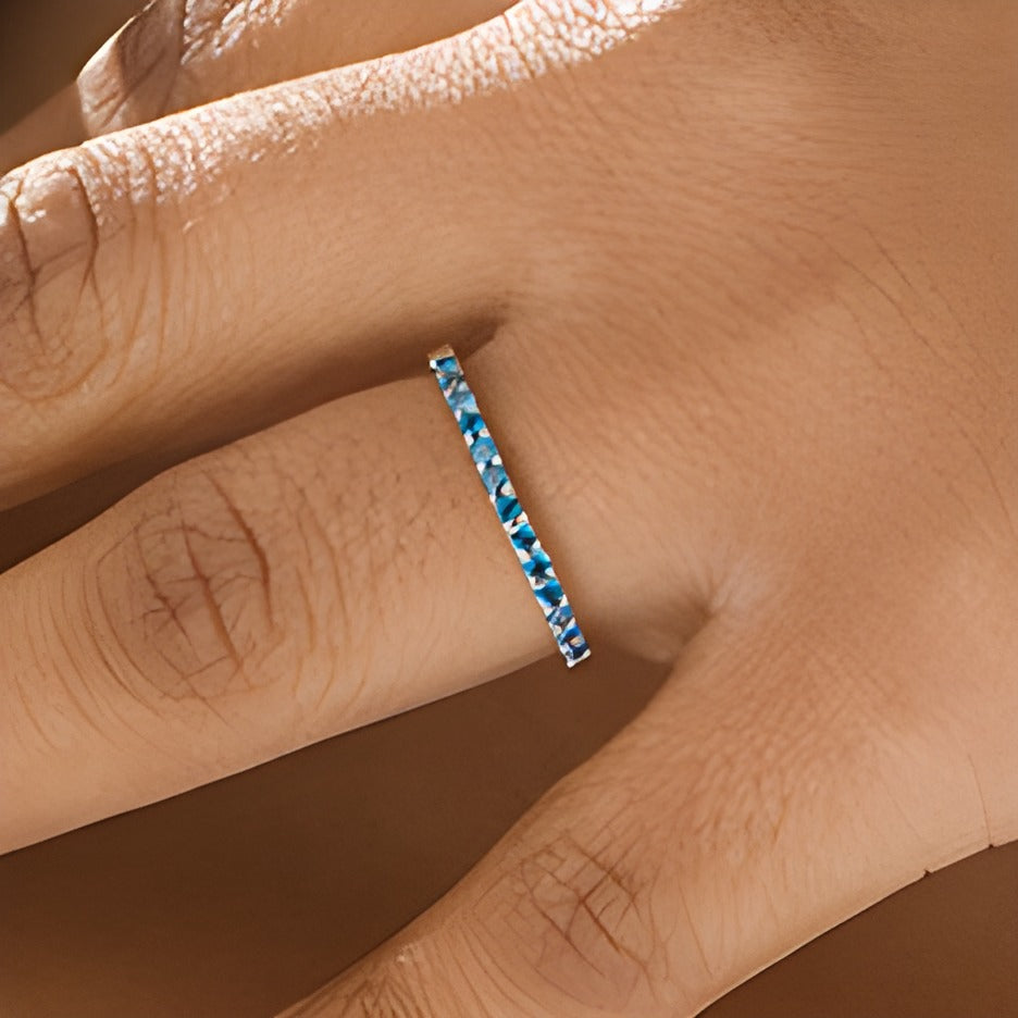 0.25 CT. TW Enhanced Blue Diamond Anniversary Band in 14K White Gold