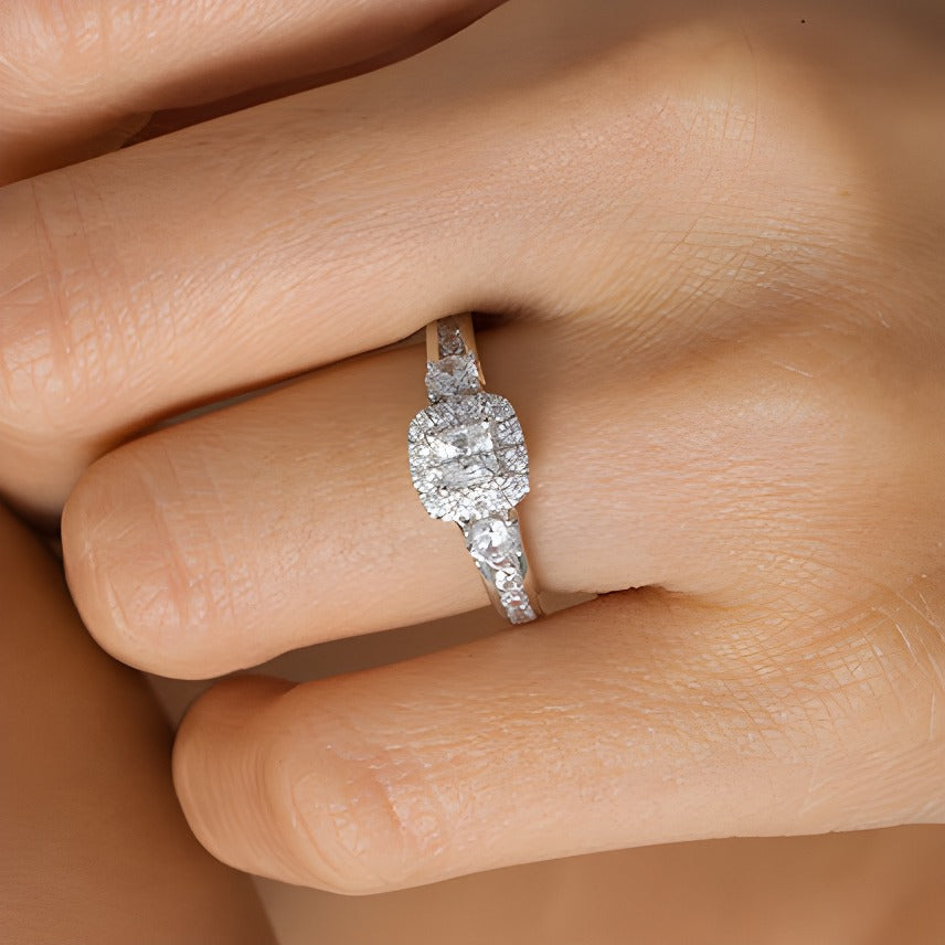 1.25 CT. TW Princess-Cut Diamond Frame Three Stone Engagement Ring in 14K White Gold