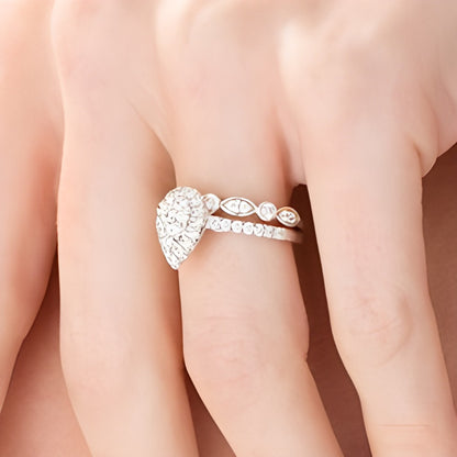 1.0 CT. TW Composite Pear-Shaped Diamond Art Deco Bridal Set in 10K White Gold