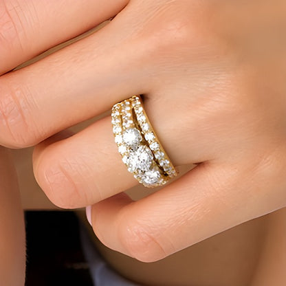 2.0 CT. TW Diamond Past Present FutureÂ® Triple Row Engagement Ring in 14K Gold