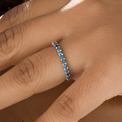 0.5 CT. TW Enhanced Blue Diamond Anniversary Band in 14K White Gold
