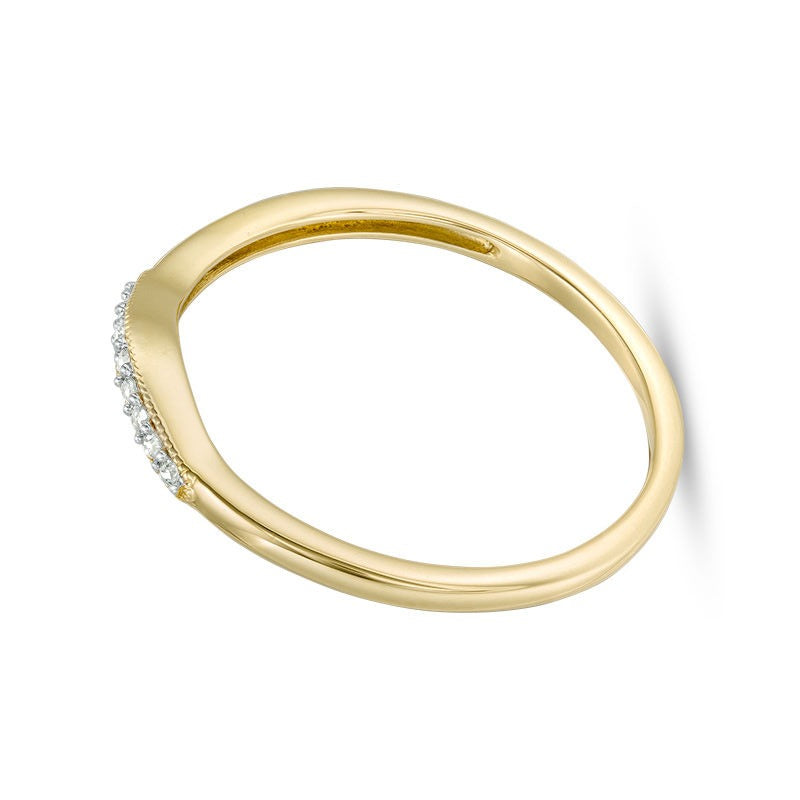 Diamond Accent Vintage-Style Contour Anniversary Band in 10K Gold