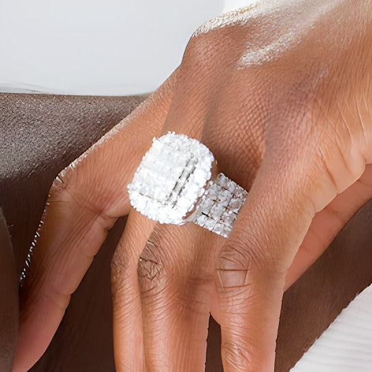 8.0 CT. TW Composite Princess-Cut Diamond Frame Multi-Row Engagement Ring in 14K White Gold