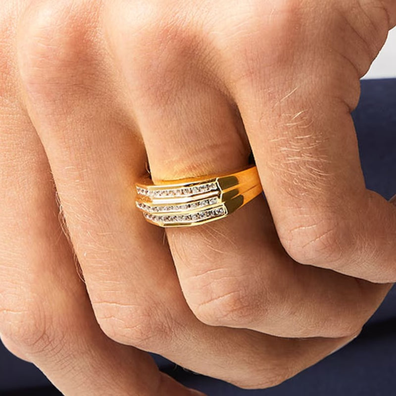 0.5 CT. TW Diamond Triple Row Wedding Band in 10K Gold