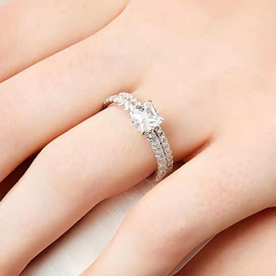 1.75 CT. TW Princess Lab-Grown Diamond Bridal Set in 14K White Gold (F/SI2)