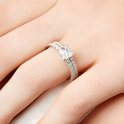 1.75 CT. TW Princess Lab-Grown Diamond Bridal Set in 14K White Gold (F/SI2)