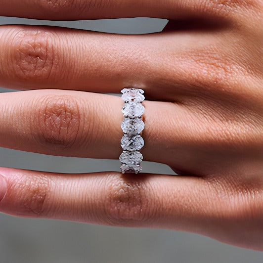 3.0 CT. TW Oval Lab-Grown Diamond Seven Stone Anniversary Band in 14K White Gold (F/SI2)