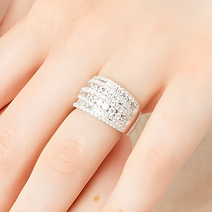 2.0 CT. TW Diamond Layered Overlay Multi-Row Band in 10K White Gold