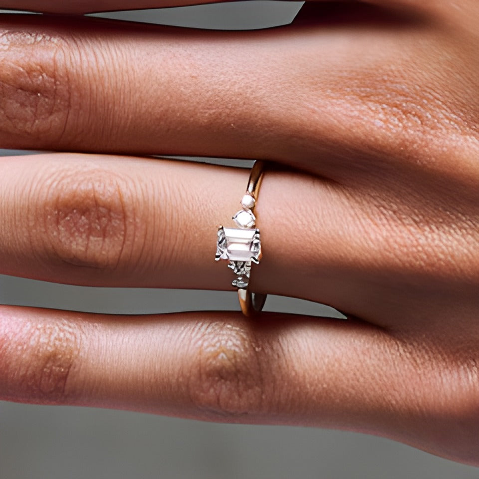 0.63 CT. TW Emerald-Cut Lab-Grown Diamond Five-Stone Promise Ring in 10K Gold (F/SI2)