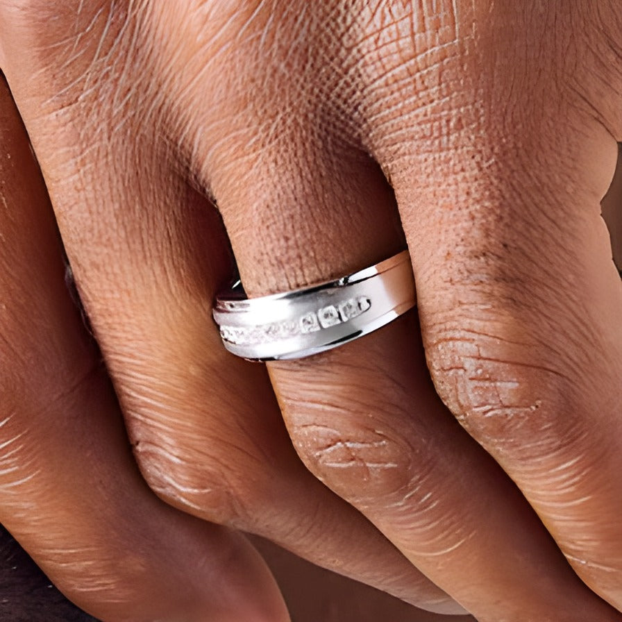 0.25 CT. TW Diamond Stepped Edge Band in 10K White Gold