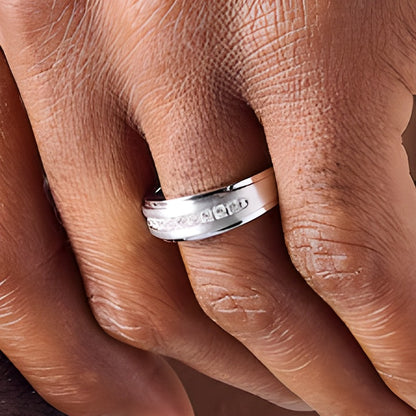 0.25 CT. TW Diamond Stepped Edge Band in 10K White Gold