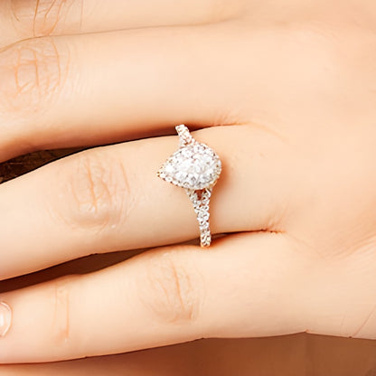 0.75 CT. TW Pear Multi-Diamond Split Shank Engagement Ring in 10K Rose Gold