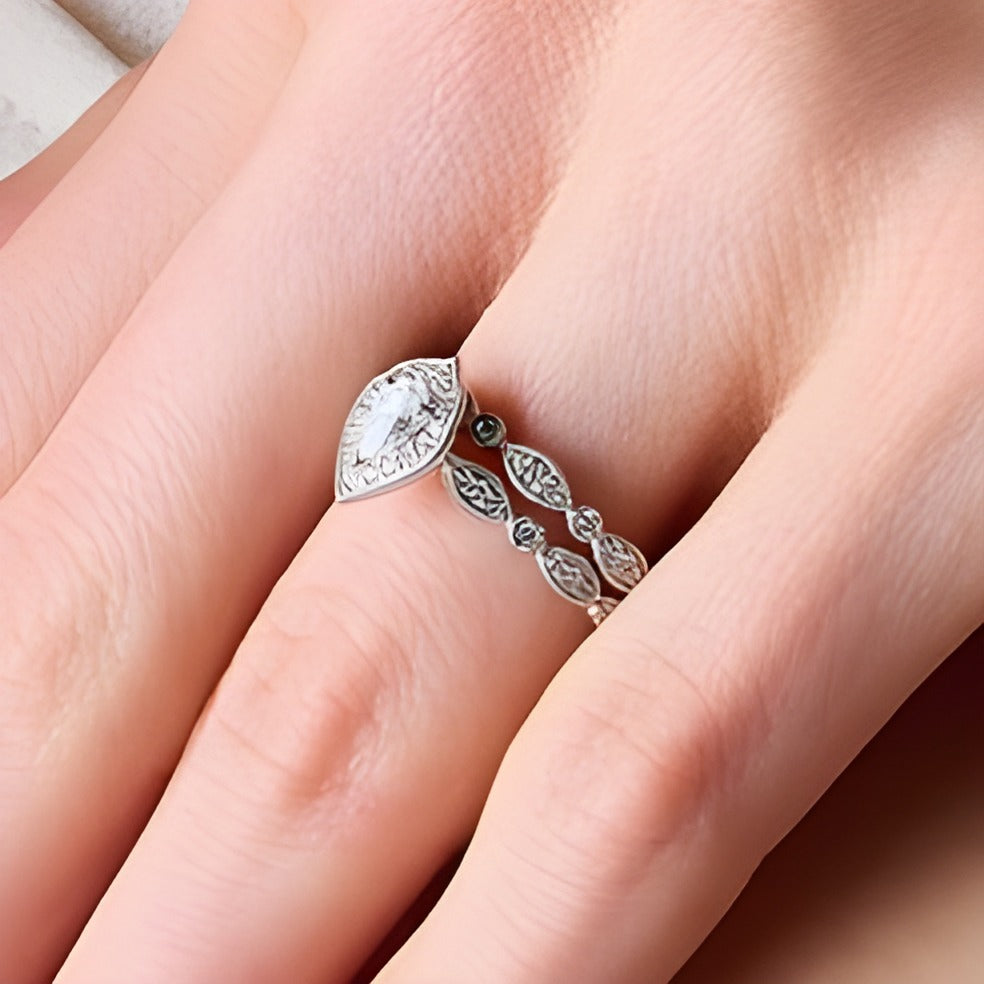 0.63 CT. TW Pear-Shaped Diamond Frame Art Deco Vintage-Style Bridal Set in 14K White Gold