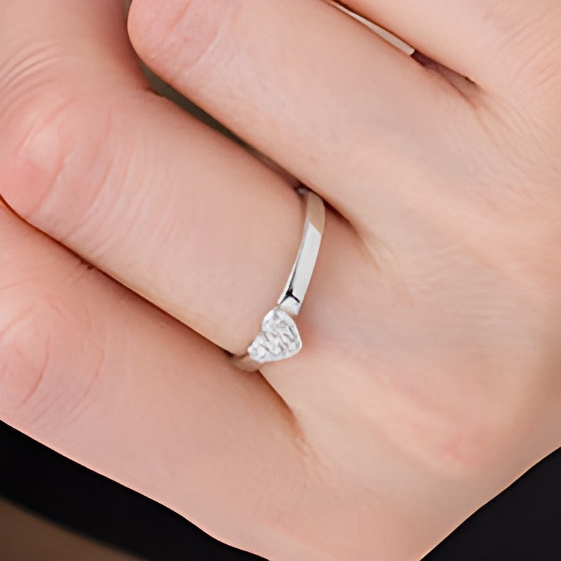 0.05 CT. TW Composite Diamond Heart-Shaped Promise Ring in 14K White Gold