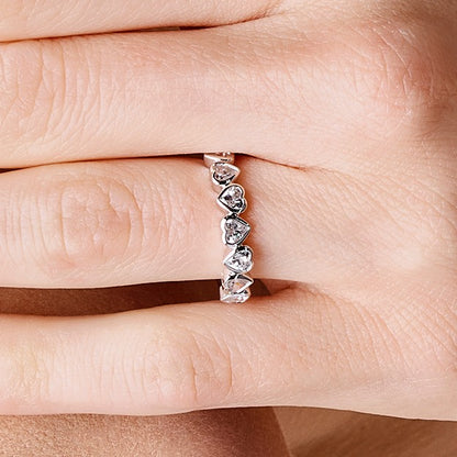 1.0 CT. TW Heart-Shaped Lab-Grown Diamond Seven Stone Alternating Band in 14K White Gold (F/VS2)